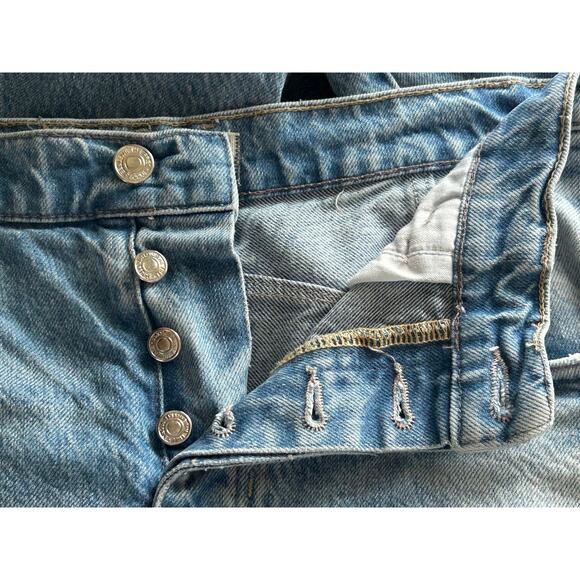 Free People We The Free Good Luck Mid Rise Barrel Jeans Barnyard Blue 28 - Picture 4 of 15